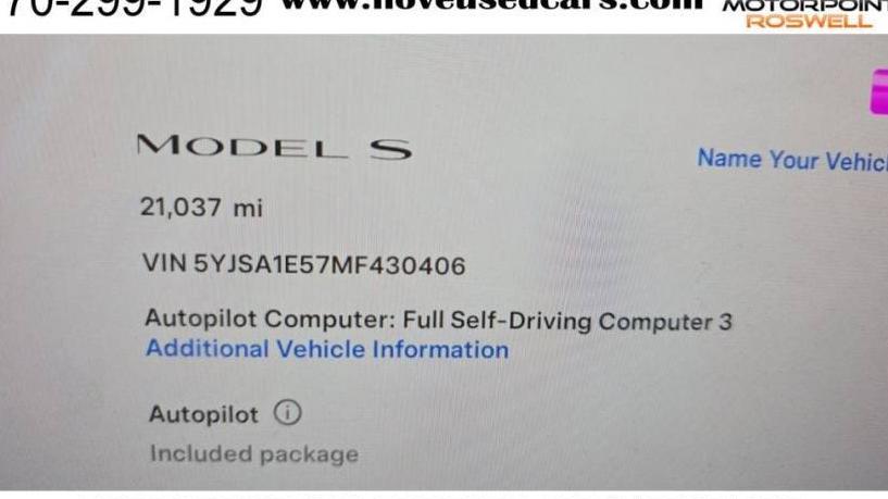 TESLA MODEL S 2021 5YJSA1E57MF430406 image